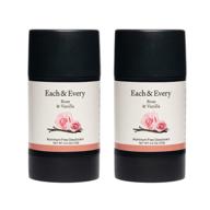 🌿 aluminum-free deodorant for sensitive skin - each & every 2-pack, with essential oils, rose & vanilla - 2.5 oz, plant-based packaging logo