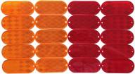 🔴 maxxhaul 50016 oval reflectors 20-pack: 10 red & 10 amber self-adhesive or drill mount - dot approved logo
