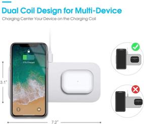 img 1 attached to Идеальное беспроводное зарядное устройство 2 в 1: iPhone 12/11 серии и Samsung | Элегантная белая станция зарядки для AirPods/AirPods Pro.