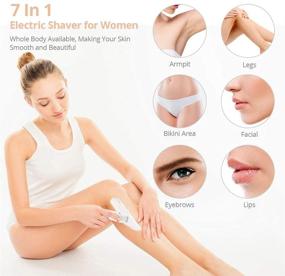 img 1 attached to 7-in-1 Cordless Electric Women's Shaver - Wet/Dry Painless Body Hair Removal for Legs, Underarms, and Bikini Area - White