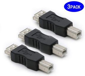 img 3 attached to 🔌 3-Pack USB 2.0 AF/BM Adapter: Type A Female to USB B Print Male Connector Converter Plug