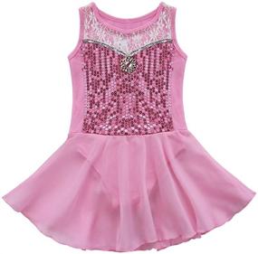 img 4 attached to TiaoBug Girls Sequins Ballet Dance Leotard Dress with Skirt - Ballerina Tutu Dancewear Costume for Gymnastics