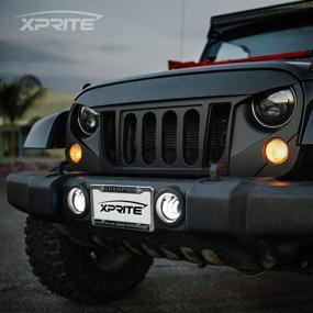 img 1 attached to Фары Xprite 4 дюйма LED для Jeep Wrangler JK Unlimited JKu 2007-2018 | Замена переднего бампера | 60W высокопроизводительные белые светодиоды CREE | Противотуманные фары для внедорожной езды