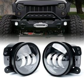img 4 attached to Фары Xprite 4 дюйма LED для Jeep Wrangler JK Unlimited JKu 2007-2018 | Замена переднего бампера | 60W высокопроизводительные белые светодиоды CREE | Противотуманные фары для внедорожной езды