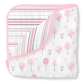 img 4 attached to 🌸 SwaddleDesigns 4-Layer Cotton Muslin Luxe Blanket: Cuddle and Dream in Pink Thicket and Stripes