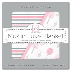 img 3 attached to 🌸 SwaddleDesigns 4-Layer Cotton Muslin Luxe Blanket: Cuddle and Dream in Pink Thicket and Stripes