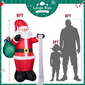 img 2 attached to 🎅 Decorlife 6FT Inflatable Santa Claus with LED Lights and Gift Bag - Christmas Outdoor Decorations for Yard, Garden, Lawn - Santa Claus Inflatables Prop for Family