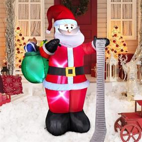 img 3 attached to 🎅 Decorlife 6FT Inflatable Santa Claus with LED Lights and Gift Bag - Christmas Outdoor Decorations for Yard, Garden, Lawn - Santa Claus Inflatables Prop for Family