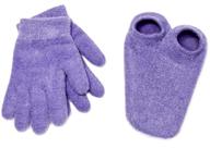 🧦 moisturizing gel booties and gloves set by natracure - ideal for dry skin, hands, feet, cracked heels, cuticles, rough skin, dead skin - enhance with your preferred lotions - 155/175-lav/ret - lavender color logo