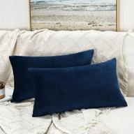 navy blue velvet throw pillow covers 16x24 – pack of 🛋️ 2 cushion cases for sofa couch bed – luxury and soft decorative accessories logo