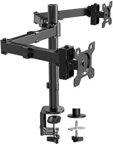 img 4 attached to 🖥️ ErGear Dual Monitor Desk Mount Stand - Heavy-Duty Adjustable Arms for 17-32" LCD Screens - 26.4lbs Load Capacity - Black