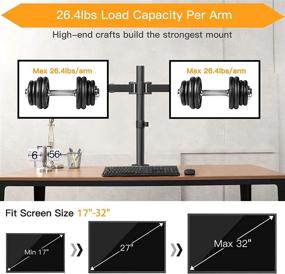 img 2 attached to 🖥️ ErGear Dual Monitor Desk Mount Stand - Heavy-Duty Adjustable Arms for 17-32" LCD Screens - 26.4lbs Load Capacity - Black