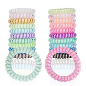 img 4 attached to 💫 Colorful 20 Pcs Spiral Hair Ties - No Crease Elastic Coils for Women & Girls