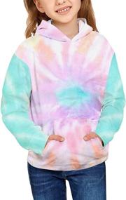 img 4 attached to 🌈 Utyful Girls Kids Tie Dye Print Long Sleeve Sweatshirt Pullover Tee Tops - Cute and Stylish