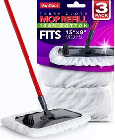 img 4 attached to VanDuck 100% Cotton Terry Mop Pads 15x8 Inch 3-Pack: Superior Quality for Cleaner Floors (Mop Not Included)