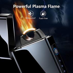 img 3 attached to 🔥 Black Electric Lighter - Windproof, USB Rechargeable Plasma-Flame Arc Lighter with Battery Indicator - Flame Lighter