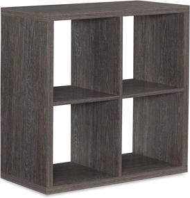 img 2 attached to 🏠 Linon Home Decor Grey Dawes 4-Cabinet Cubby Storage by Linon