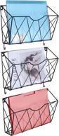 🗃️ 3 pocket hanging wall file organizer - metal wall mounted mail and paper holder with hooks логотип