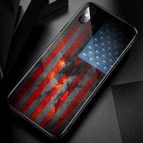 img 3 attached to 🔥 Стильный чехол Fire Flag для iPhone XR для мужчин - Задняя стеклянная панель с мягким бампером