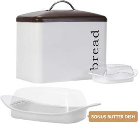 img 3 attached to 🍞 Large White Bread Box for Kitchen Countertop - Metal, Farmhouse Kitchen Decor, Bread Storage Container