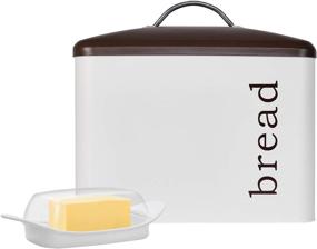 img 4 attached to 🍞 Large White Bread Box for Kitchen Countertop - Metal, Farmhouse Kitchen Decor, Bread Storage Container