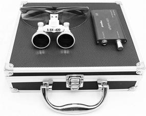 img 2 attached to 🔬 Aries Outlets 3.5x 420mm Working Distance Surgical Binocular Loupes with LED Head Light Lamp+Aluminum Box - Black (Optical Glass)