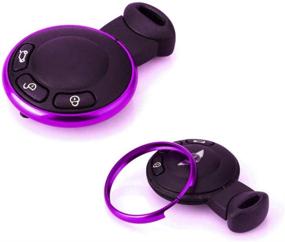 img 1 attached to Thor-Ind Aluminum Key Fob Cover Ring Rim Trim Replacement With Keychain For Mini Cooper JCW R55 R56 R57 R58 R59 R60 (Purple)