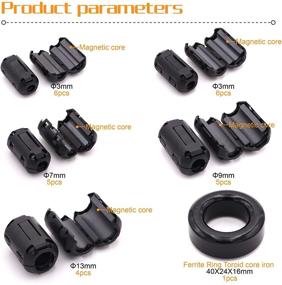 img 3 attached to RFI EMI Noise Suppressor Cable Clip with Ferrite Ring 🔒 Toroid Core Iron - Taigoehua 27 Pieces, Black (3mm/5mm/7mm/9mm/13mm Diameter Cable)