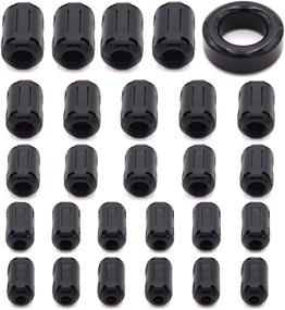 img 4 attached to RFI EMI Noise Suppressor Cable Clip with Ferrite Ring 🔒 Toroid Core Iron - Taigoehua 27 Pieces, Black (3mm/5mm/7mm/9mm/13mm Diameter Cable)