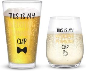 img 4 attached to Wedding Planning Glass Set for Weddings – Unique Engagement Gifts For Him and Her – Ideal Engagement Present, Wedding Gift, Bridal Shower Gift Set of 2 with Exquisite Gift Box