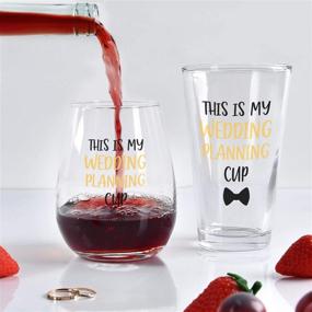 img 3 attached to Wedding Planning Glass Set for Weddings – Unique Engagement Gifts For Him and Her – Ideal Engagement Present, Wedding Gift, Bridal Shower Gift Set of 2 with Exquisite Gift Box