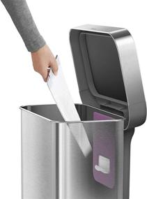 img 1 attached to 🗑️ simplehuman 45L/12 Gal Rectangular Hands-Free Trash Can - Soft-Close Lid, Stainless Steel & Plastic