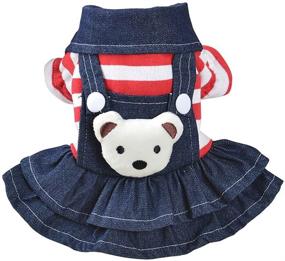 img 4 attached to Striped Denim Dog Dress with Cowboy Bib, Perfect Autumn/Winter Outfit for Pet Dog - Patgoal