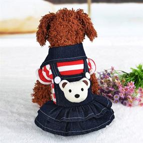 img 3 attached to Striped Denim Dog Dress with Cowboy Bib, Perfect Autumn/Winter Outfit for Pet Dog - Patgoal