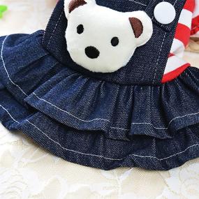 img 1 attached to Striped Denim Dog Dress with Cowboy Bib, Perfect Autumn/Winter Outfit for Pet Dog - Patgoal