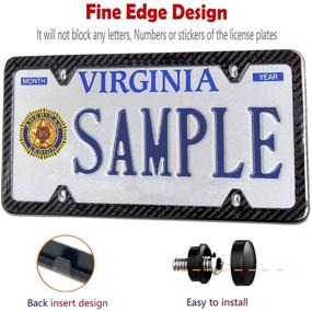 img 2 attached to 🚗 Premium Carbon Fiber License Plate Frame - Handcrafted Aluminum Frame | Authentic 100% Real Carbon Fiber Cover | Stainless Steel Tamper-Proof Screws | Slim 4-Hole Design | 1 Pack