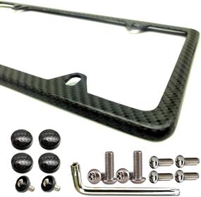 img 4 attached to 🚗 Premium Carbon Fiber License Plate Frame - Handcrafted Aluminum Frame | Authentic 100% Real Carbon Fiber Cover | Stainless Steel Tamper-Proof Screws | Slim 4-Hole Design | 1 Pack
