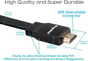img 3 attached to 🔌 Бугубёрд 3фт 4К Плоский HDMI-кабель - Высокоскоростной HDMI 2.0-кабель 18 Гбит/с с поддержкой Ethernet для Ultra HD 2160P 1080P 3D HDR и возвратом аудио (ARC) - доступен в 3 цветах и различной длине.