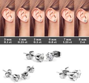 img 1 attached to 📿 CLOIOO 14K White Gold Plated Stud Earrings: Anti-Tarnish CZ Stainless Steel Set for Women/Men/Girls (6 Pairs 3-8mm)