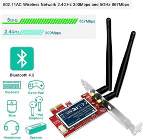 img 2 attached to 📶 FebSmart 1200Mbps Wireless AC PCIE Wi-Fi Adapter with Bluetooth 4.2 for Windows 10/8/8.1 64bit and Server 2012/2012R2/2016/2019 Desktop PCs
