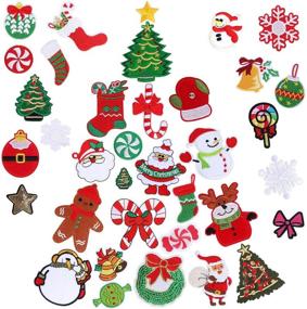 img 4 attached to 🎄 SEO-optimized Christmas Embroidered Applique Garment Decor