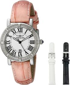 img 4 attached to Стильные и женственные: наручные часы Invicta Women's 13967 Wildflower с серебристым циферблатом и розовым кожаным ремешком