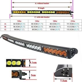 img 2 attached to 34-inch Dual Color Curved LED Light Bar - 150W Off-Road Work Diving Light for Offroad Driving Fog, ATV, UTV, Truck, Pickup - White Amber Yellow Spot Flood Combo Beam - Includes Wire Harness