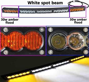 img 1 attached to 34-дюймовая изогнутая светодиодная панель двухцветного света - 150 Вт, водонепроницаемый рабочий свет для внедорожной езды в тумане, на квадроциклах, мотовездеходах, грузовиках, пикапах - комбинированный свет на белом, янтарном и желтом фоне - в комплекте проводная гарнитура