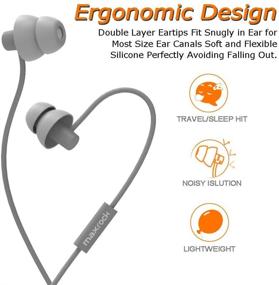 img 3 attached to 🎧 MAXROCK Sleeping Headphones, Noise Cancelling Soft Earbuds with Mic for Side Sleeper, Insomnia, Snoring, Air Travel, Bedtime Listening - Gray