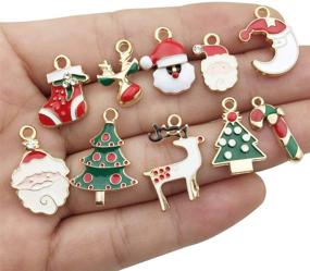 img 2 attached to 🎄 40 Assorted Gold Plated Christmas Enamel Charm Pendants - Perfect for DIY Jewelry Making Necklace, Bracelet, Earring - DIY Jewelry Accessories Charms (M045)