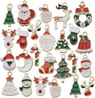 🎄 40 assorted gold plated christmas enamel charm pendants - perfect for diy jewelry making necklace, bracelet, earring - diy jewelry accessories charms (m045) logo