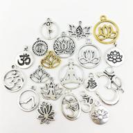 🧘 80pcs craft supplies antique silver yoga om lotus flower charms for jewelry making - findings accessory for diy necklace bracelet (cfm294) logo