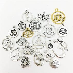 img 4 attached to 🧘 80PCS Craft Supplies Antique Silver Yoga OM Lotus Flower Charms for Jewelry Making - Findings Accessory for DIY Necklace Bracelet (CFM294)