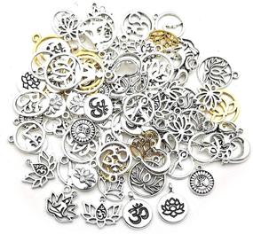 img 1 attached to 🧘 80PCS Craft Supplies Antique Silver Yoga OM Lotus Flower Charms for Jewelry Making - Findings Accessory for DIY Necklace Bracelet (CFM294)